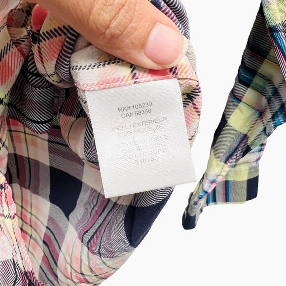 Equipment Contrast Signature Handbook Plaid Silk‎ Blouse - Picture 5 of 8